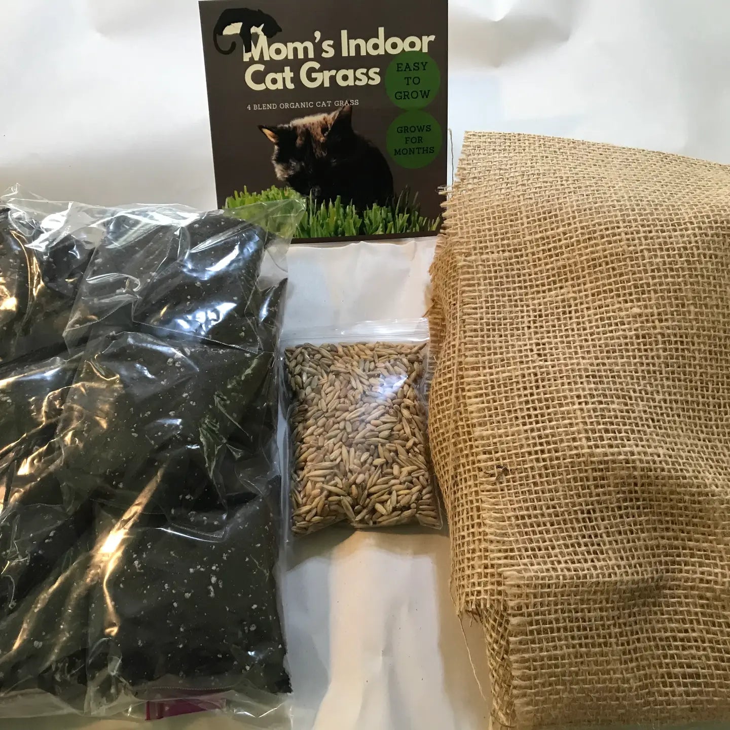 Cat Grass Tray Refill Pack w/ Organic Seeds and Soil