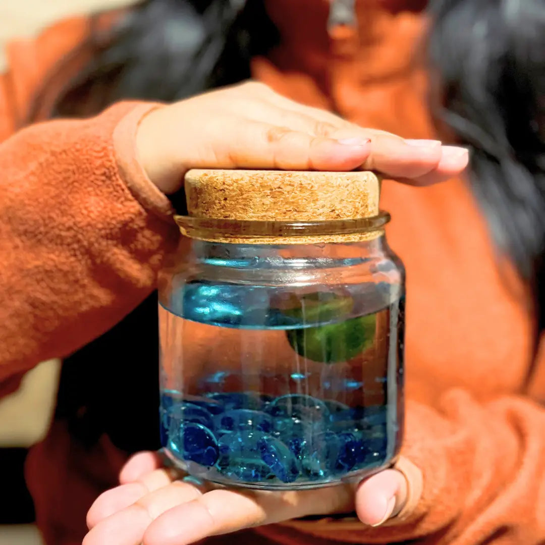 Large Blue Glass Moss Ball Terrarium