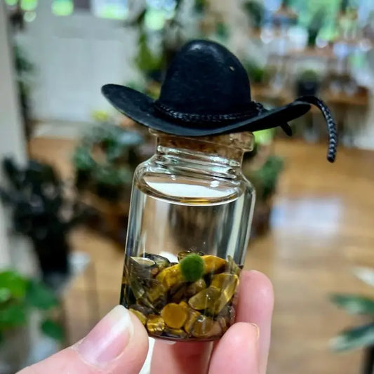 Tiny Tiger Eye Gemstone Moss Ball Terrarium