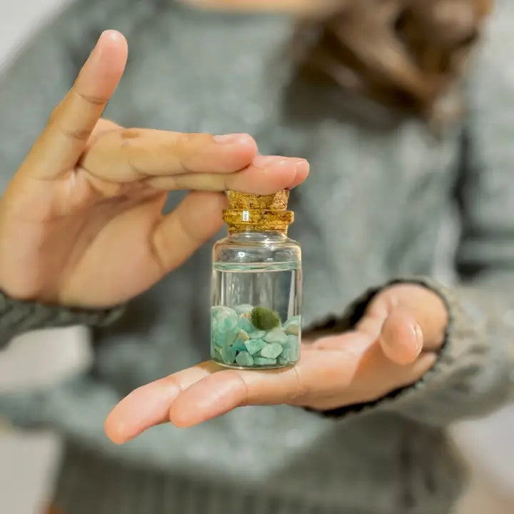 Tiny Amazonite Gemstones Moss Ball Terrarium