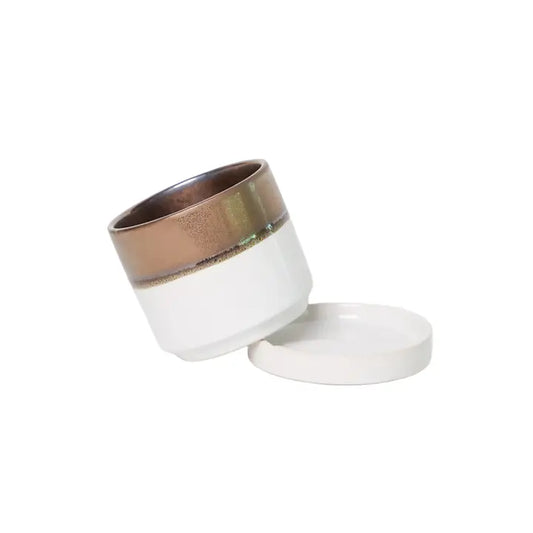 Ceramic Pot Bronze and White