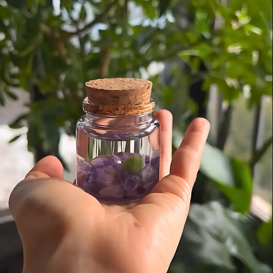 Small Amethyst Gemstone Moss Ball Terrarium